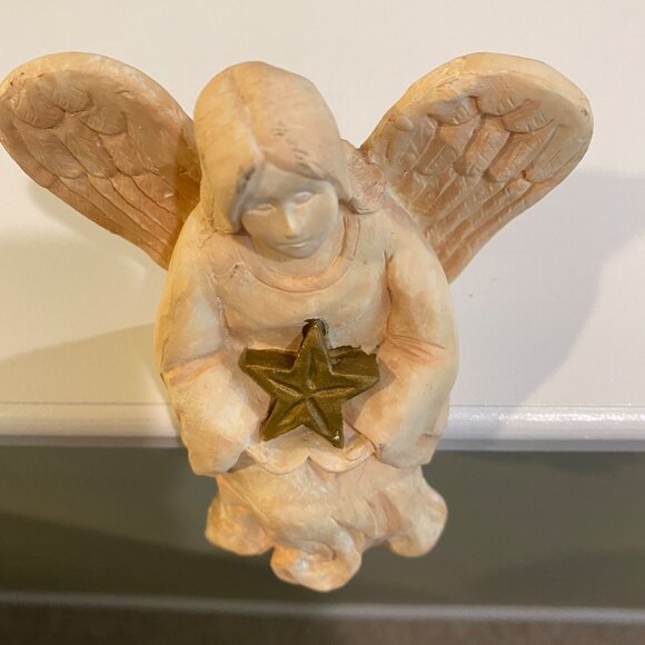 Vintage Christmas Angel Shelf Sitter Figurine Holding Star Holiday Home Decor - Picture 10 of 13